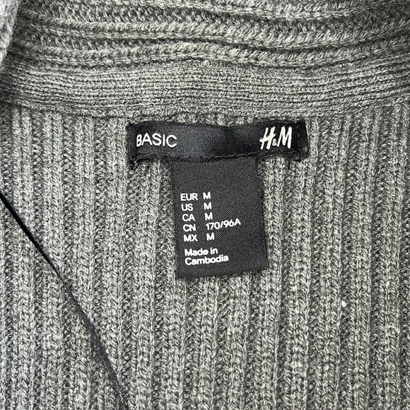 H&M Medium Dark Gray Ribbed Cardigan Sweater - Picture 3 of 5